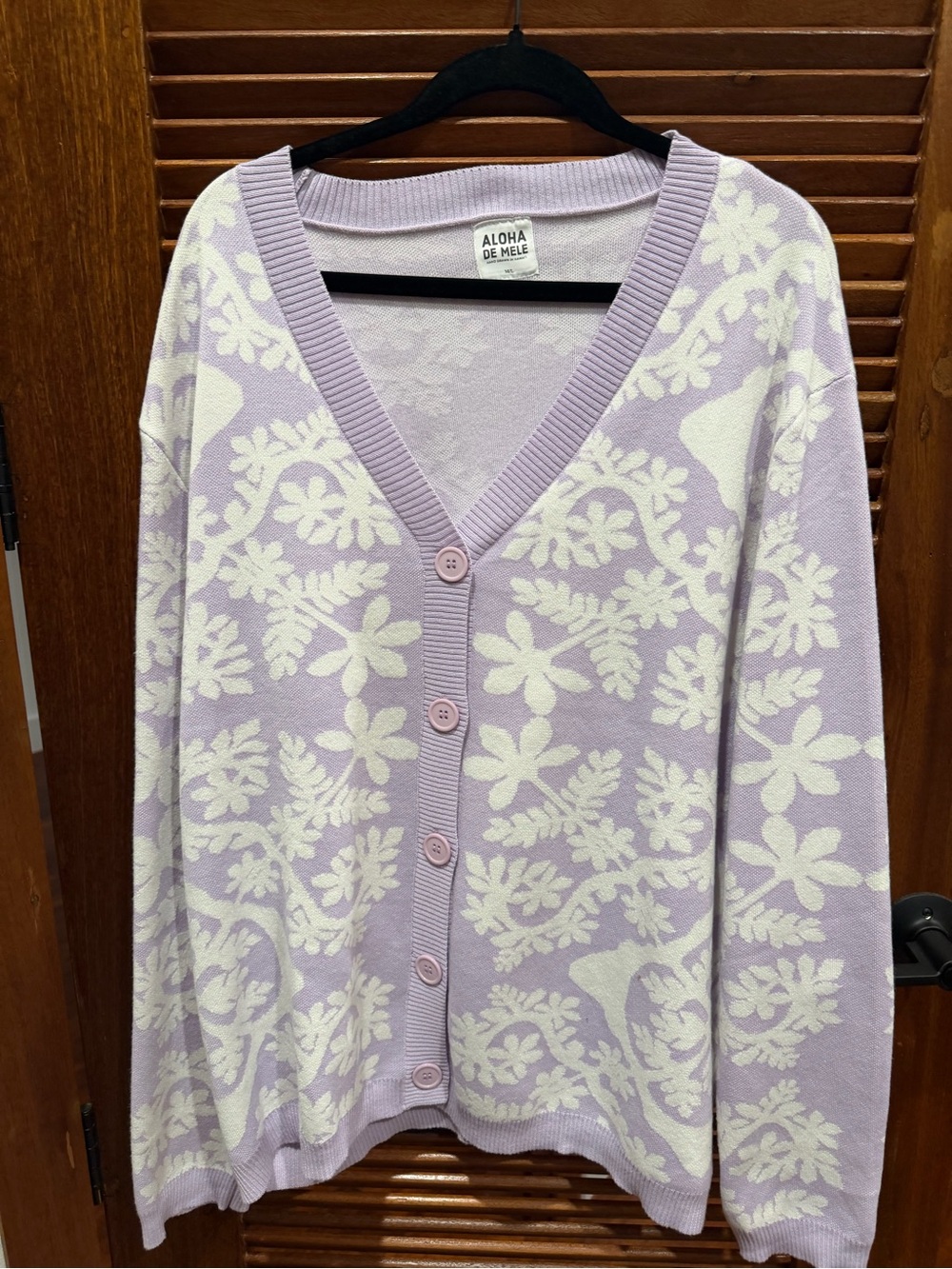Lavender Floral V-Neck Button Cardigan